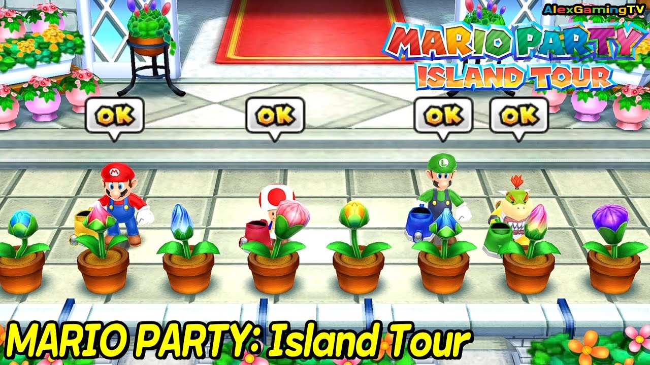 MARIO PARTY: Island Tour - Minigames ( Luigi vs Bowser Jr vs Toad vs Mario ) | AlexGamingTV