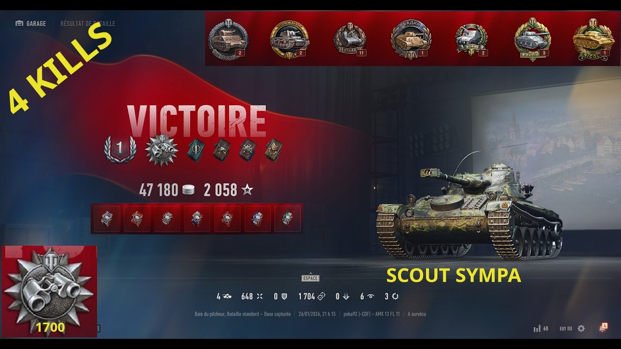 WORLD OF TANK - Avec le AMX13 FL11 - SCOUT SYMPA +1700 - 4 KILL SA0143