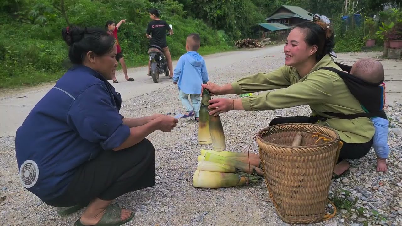 Mother and son went together to find bamboo shoots to sell - unfortunately fell down