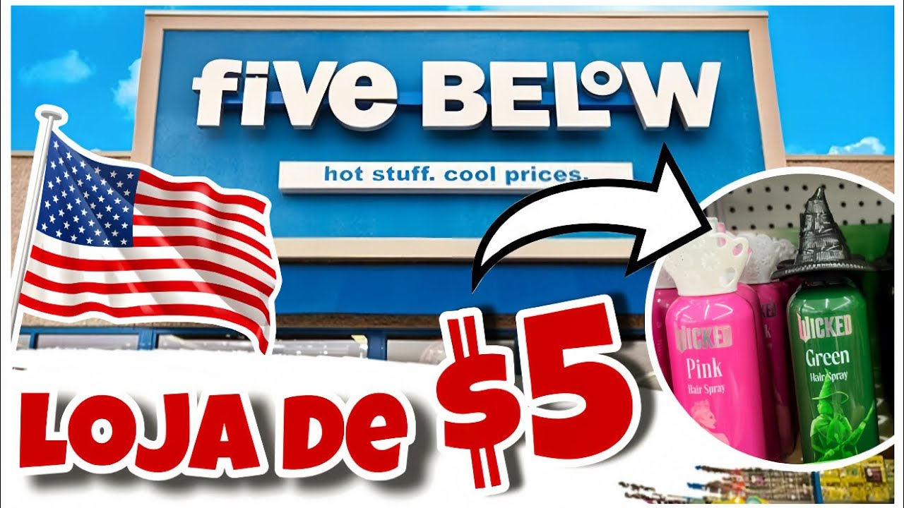 FIVE BELOW TUDO POR $5 - ESSA LOJA É UM SONHO 😍 TOURZÃO NA FIVE BELOW NOS EUA - LOJA BARATA NOS EUA 