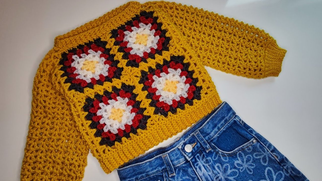 Crochet #65 How to crochet a granny square pullover for children