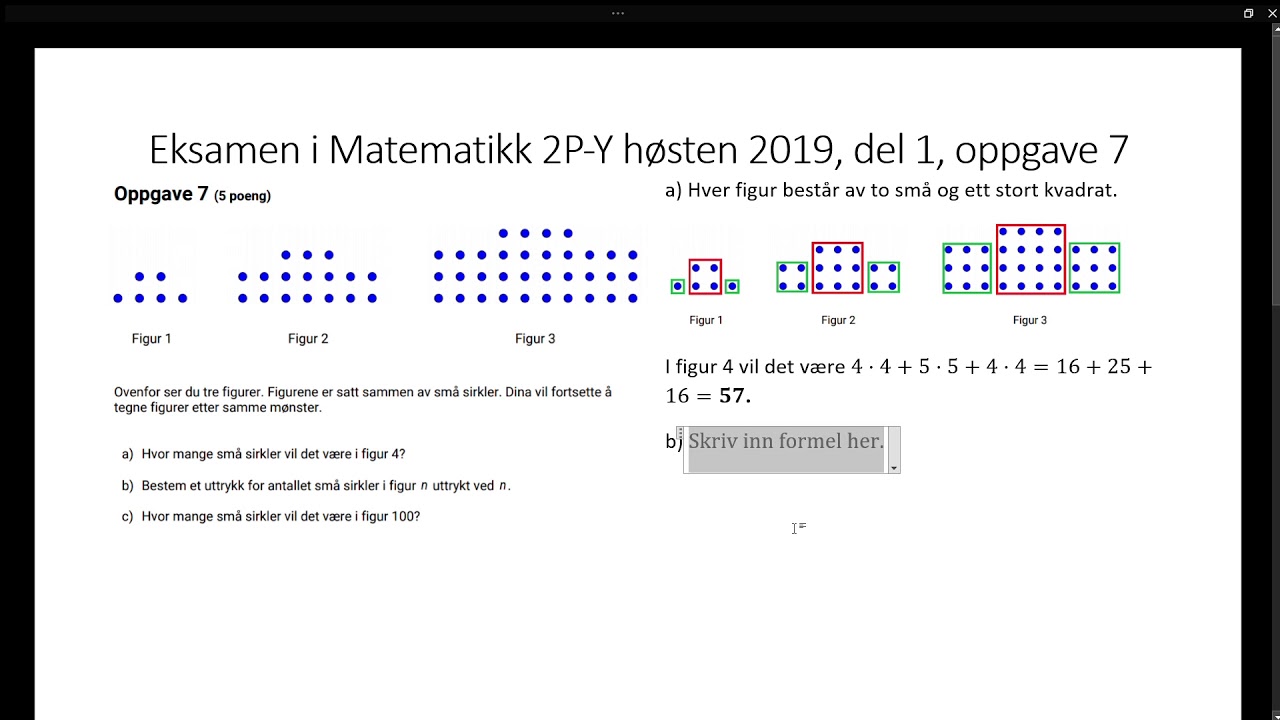 Eksamen i Matematikk 2P og 2P-Y høsten 2019, del 1, oppgave 7