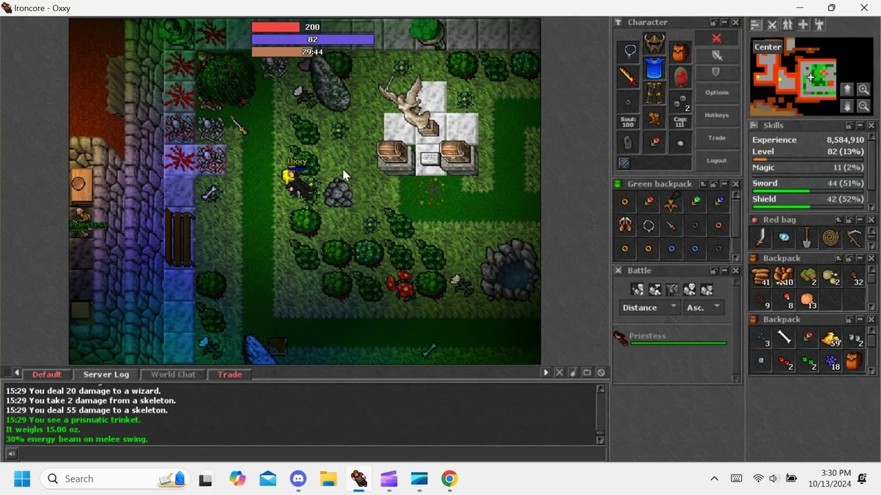Ironcore - Prism quest lvl 80 + first trinket roll - Old Tibia