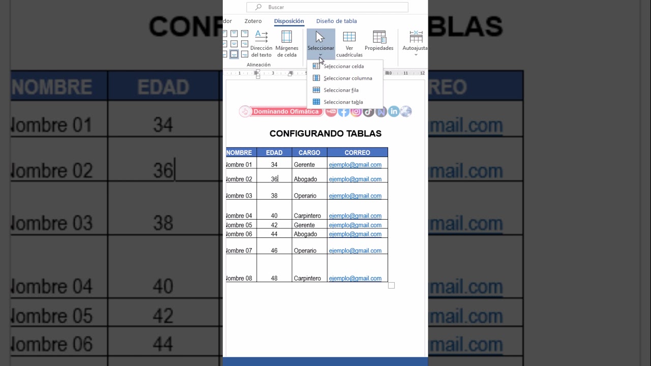 C&oacute;mo configurar tablas en Word, tienes que saberlo ya #word #youtubeshorts #shortsclip