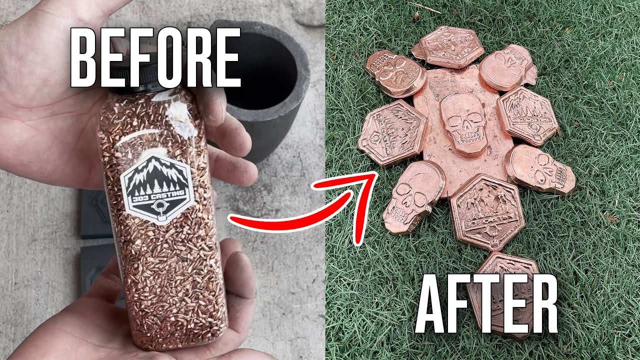 Casting Golden Skulls From Super Clean Scrap Copper Shavings