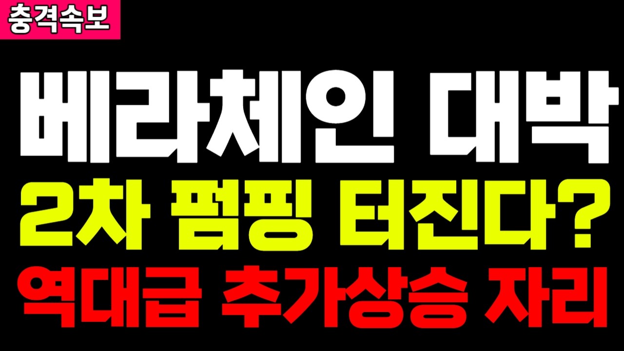 베라체인 대박 2차 펌핑 터진다? 역대급 추가상승 자리