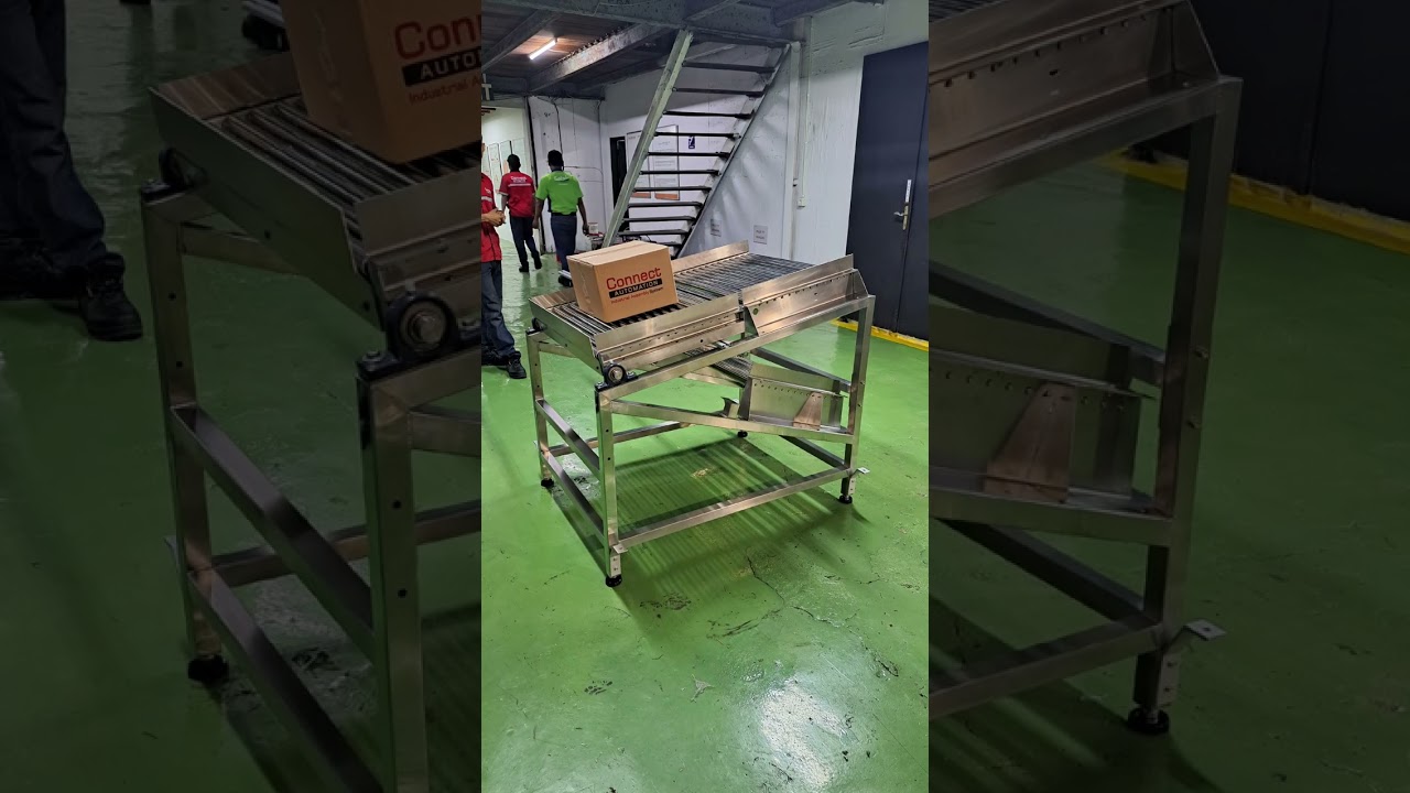 Gravity Roller Conveyor Stainless + Flexible Ladder - Connect Automation #rollerconveyor #conveyor