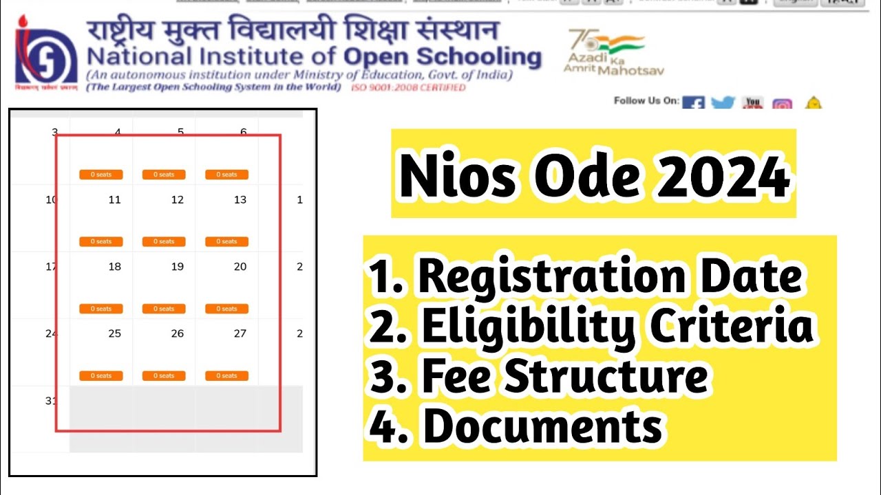 Nios Ode Admission 2024 Fee Structure Documents Eligibility | Task Is Helping (NIOS) #nios #exam