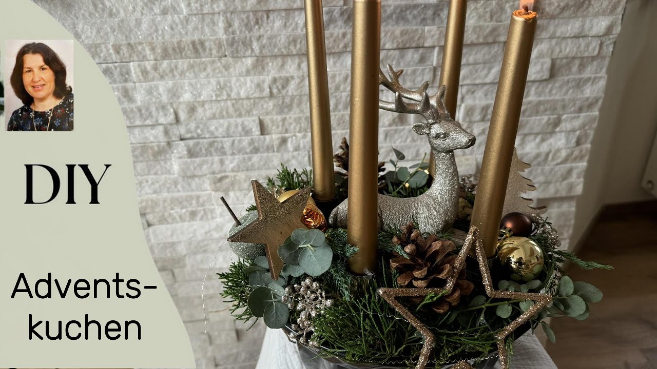 DIY Goldener Adventskranz in der Guglhupfform