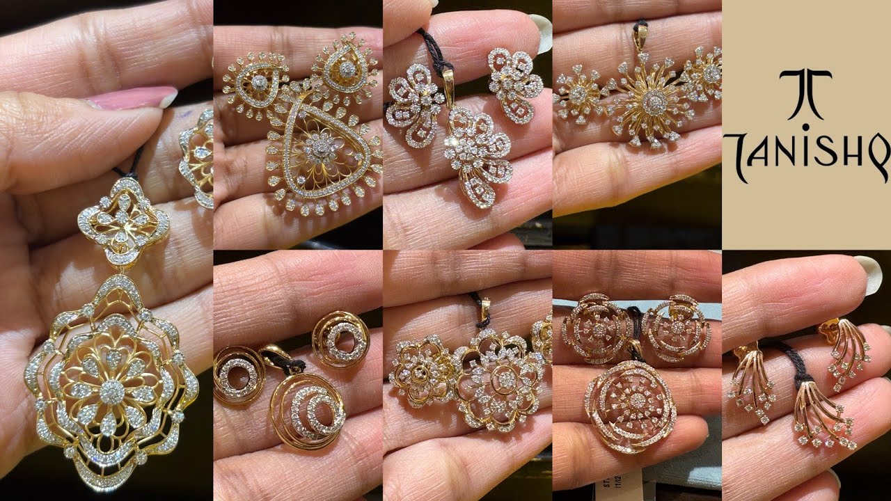 Tanishq latest light weight diamond pendant set collection with weight price cent clarity😱