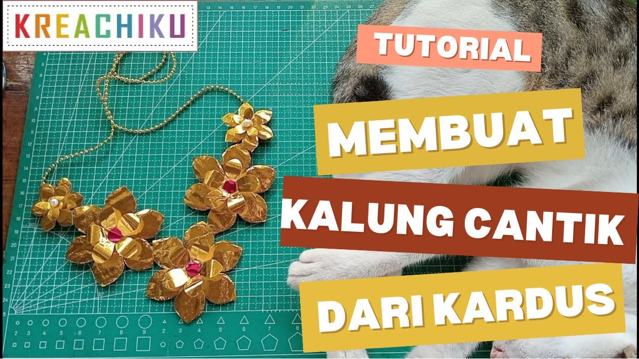 DIY-Membuat Kalung Tari Dari Kardus/ Prakarya Kalung Bunga Unik dari Kertas Emas Simpel dan Mudah