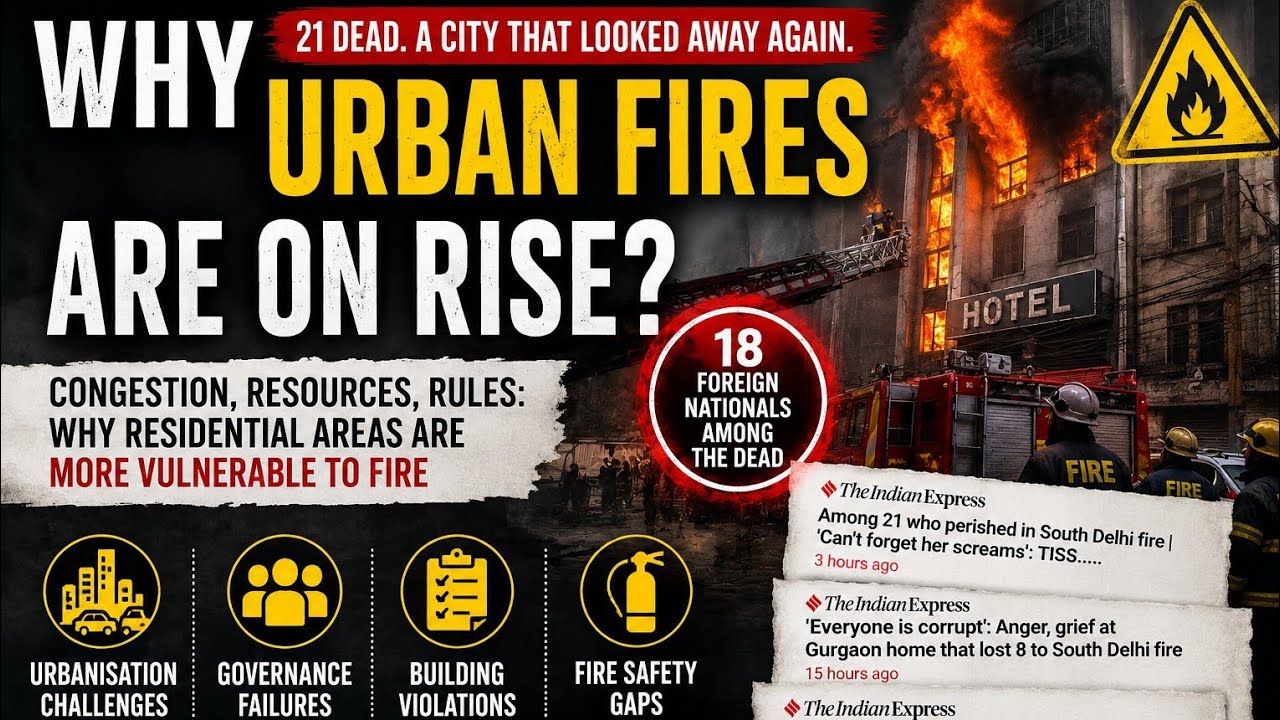 Why Urban Fires Are Rising in India? | Delhi Hotel Fire Tragedy | #UPSC GS1 GS2 GS3