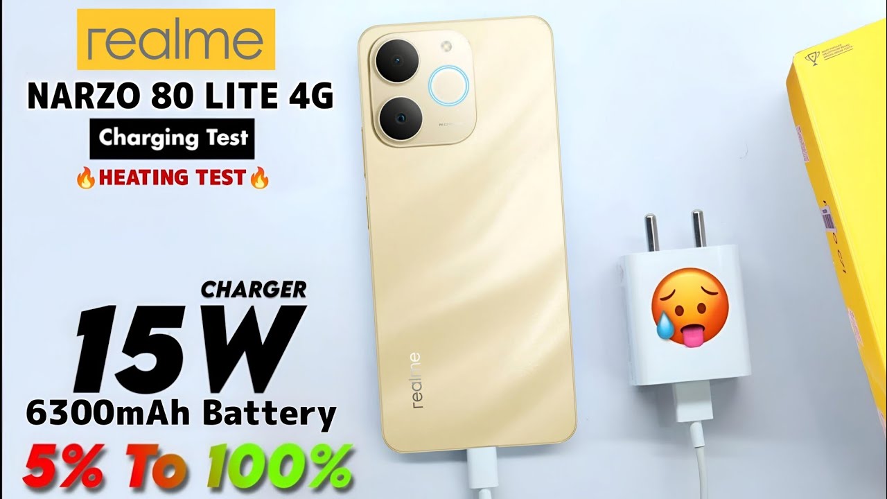 Тест зарядки Realme Narzo 80 Lite 4G от 0 до 100 | Аккумулятор 6300 мАч, зарядное устройство 15 В...