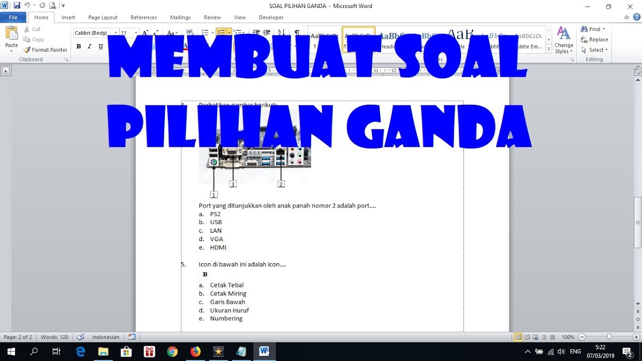 Cara Membuat Soal Pilihan Ganda (PG)