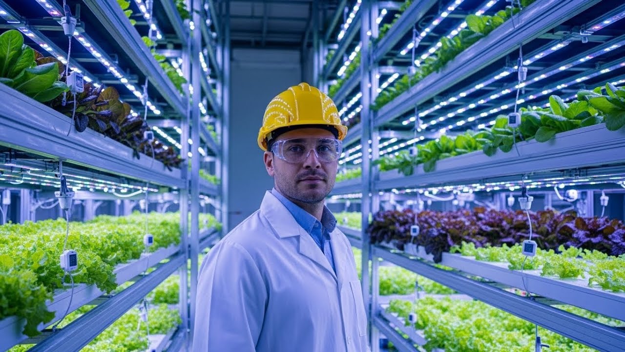 Vertical Farming Inside Multi Level Facility Using Smart Indoor Technology Future Food Production