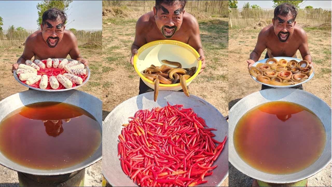 Amazing cooking eel | crispy outside tender inside l village food