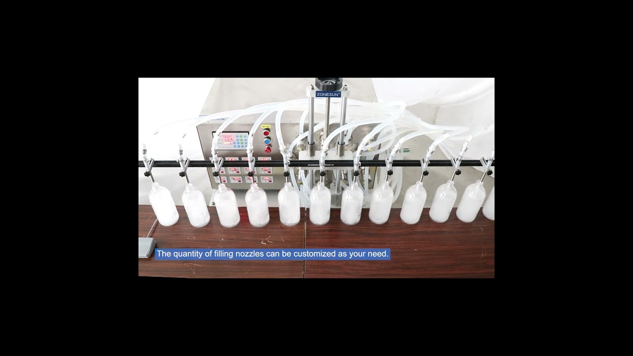 ZONESUN ZS-MPYT12P Semi Automatic Magnetic Pump 12 Nozzles Juice Cosmetic Liquid Filling Machine