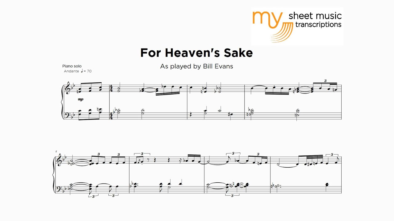 Bill Evans - For Heaven's Sake (Jazz Transcription)