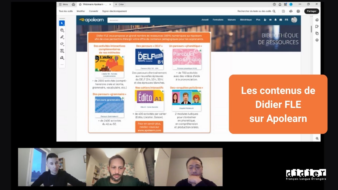 Les rendez-vous Didier FLE – Les contenus de Didier FLE sur Apolearn