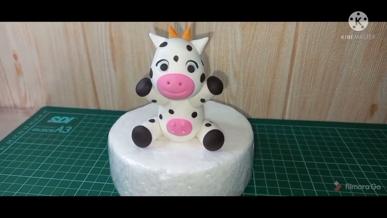 How to make fondant a COW 3D cake topper#tutorial
