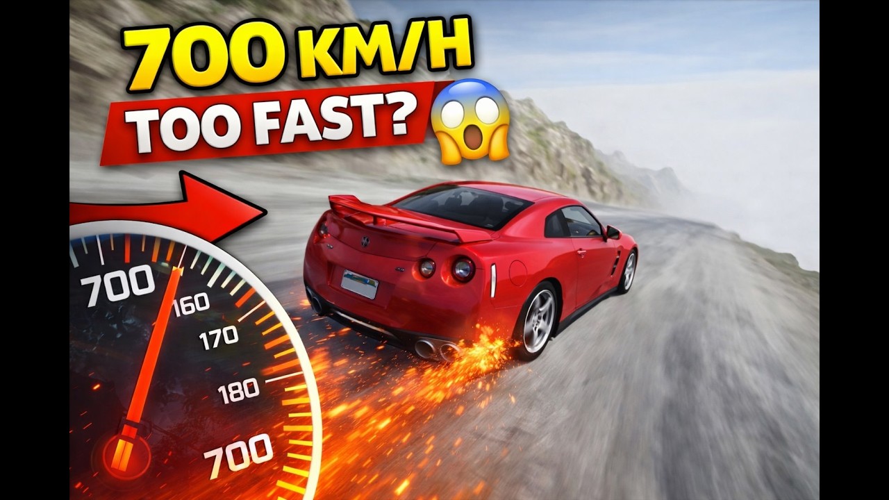 [BeamNG] Instantly accelerating to 700 km/h while going downhill #BeamNG crash simulation.