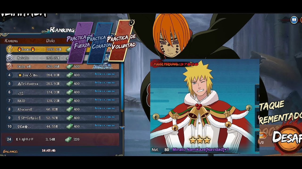 Naruto Online:Probando a Minato (Navidad) Ilusión Ilimitada Práctica de Voluntad y otras formaciones