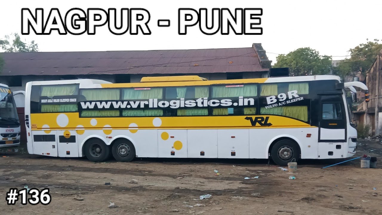 Vrl travels Bus Parking Nagpur l Nagpur to Pune l Volvo B9R Saini Khurana Orange travels