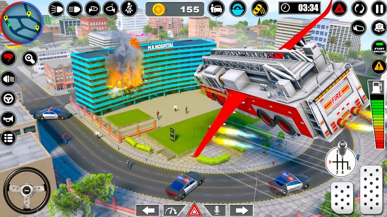 Flying Futuristic Firefighter Truck in Big City Rescue Simulator - Android Gameplay.