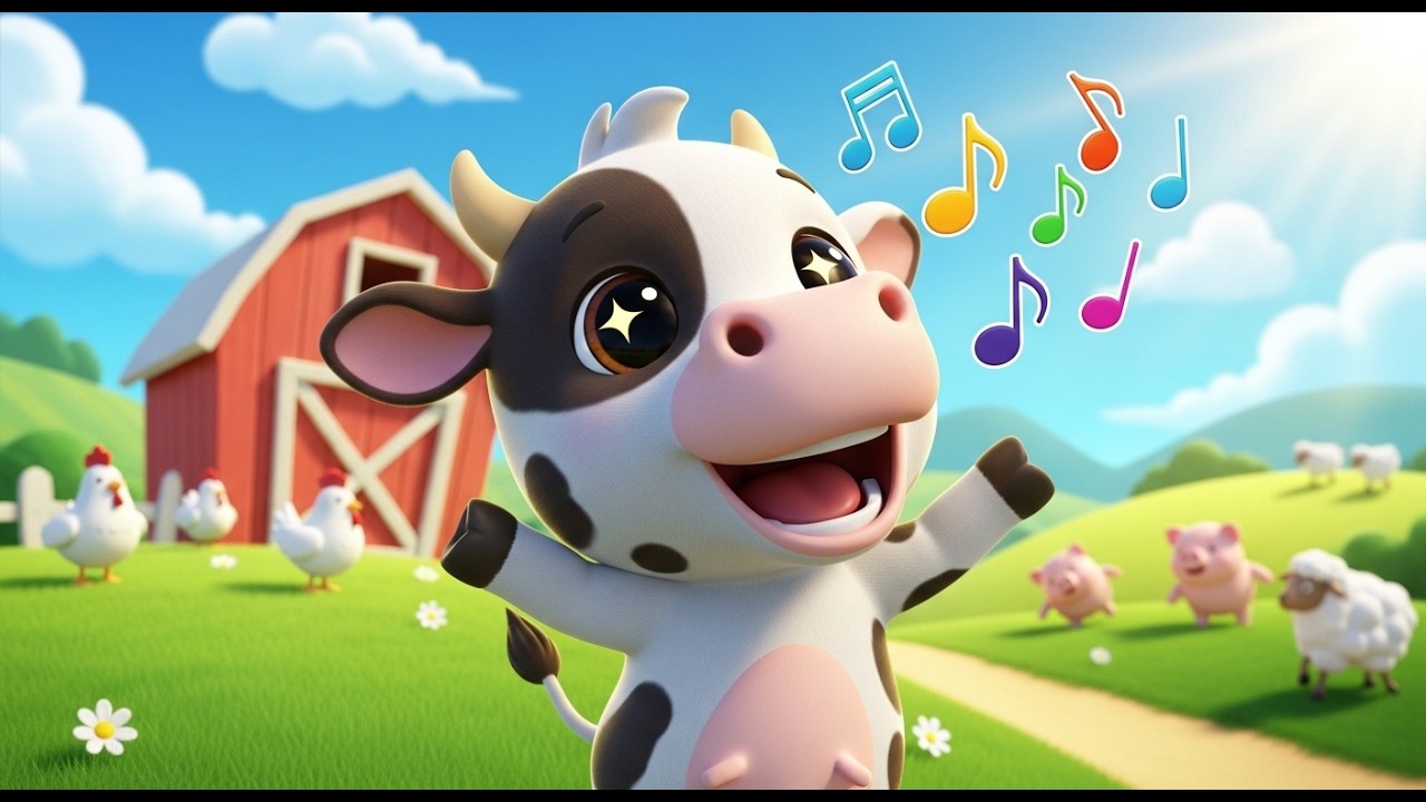 Коровенок поет песенку | Популярная детская песенка | Пойте вместе с детьми
