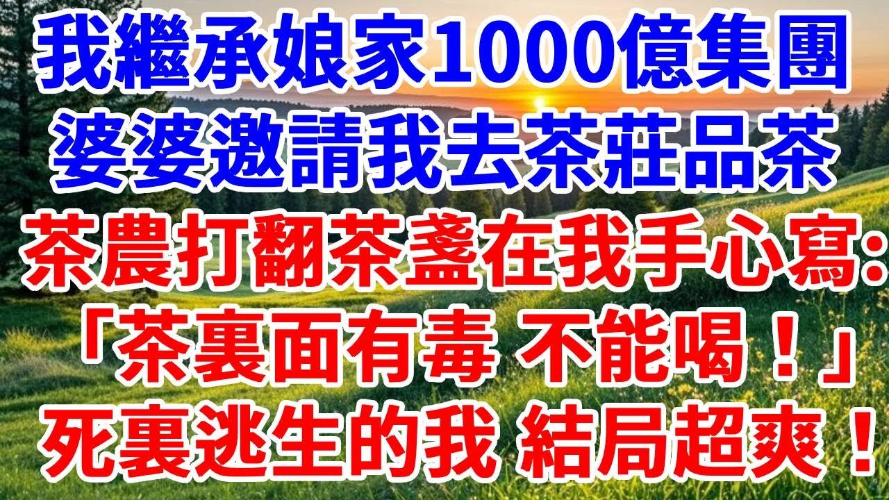 我繼承娘家1000億集團，婆婆邀請我去茶莊品茶，啞巴茶農打翻茶盞在我手心寫：妳的茶裏面有毒 不能喝！死裏逃生的我，結局超爽！#詩涵講故事#為人處世#生活經驗#情感故事#晚年哲理#說故事#完結文#原創故