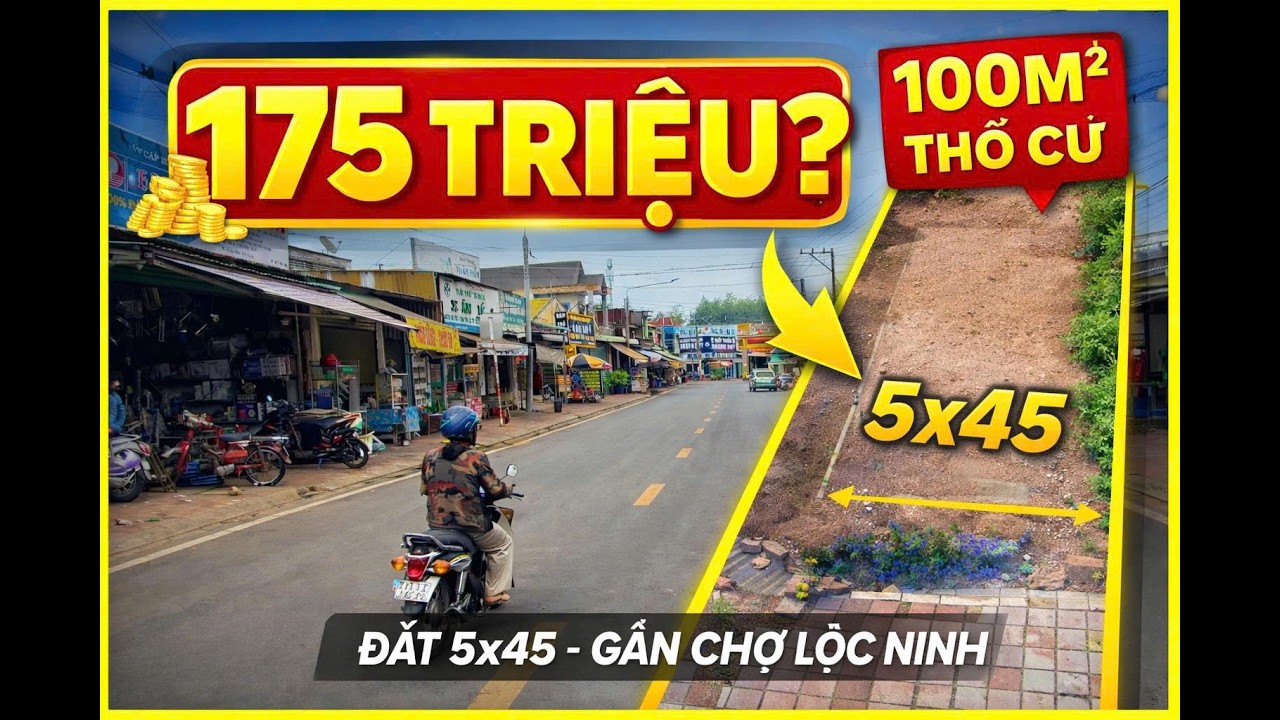 Không Tin Nổi! 175 Triệu Có Lô Đất 5x45, 100m² Thổ Cư Gần Chợ Lộc Điền -NHÀ ĐẤT BÌNH PHƯỚC HẢI AN