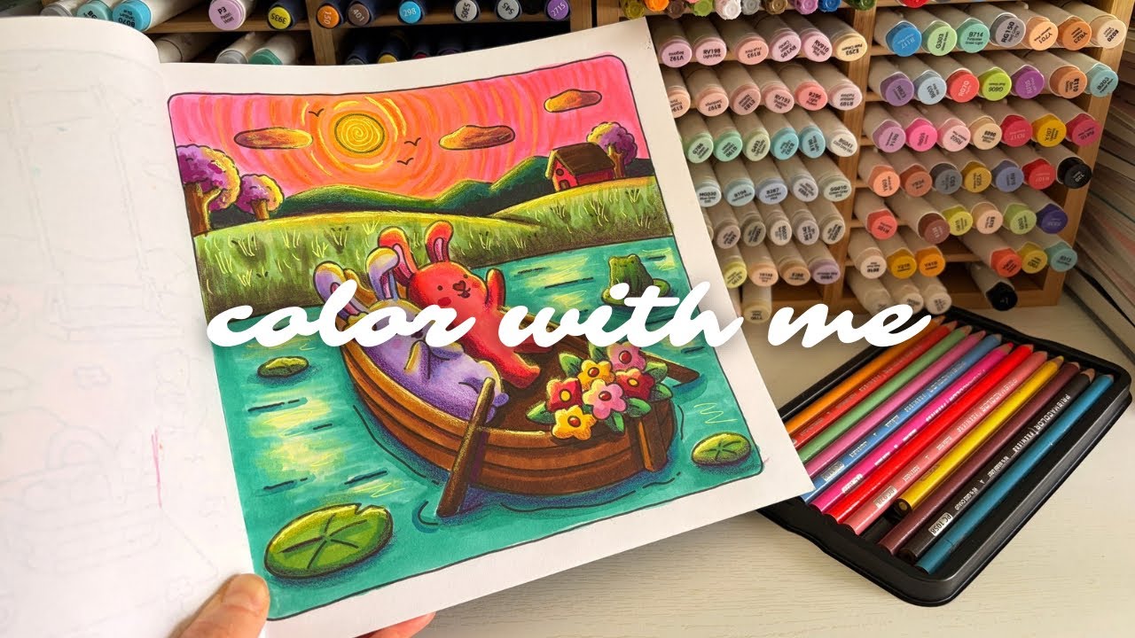 Color with me 😲 | relaxing coloring sesh | markers and color pencils | no talking 