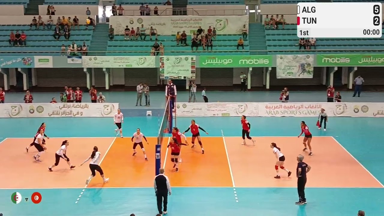 الكرة الطائرة: نهائي الألعاب الرياضية العربية سيدات الجزائر 🆚 تونس المباراة كاملة
