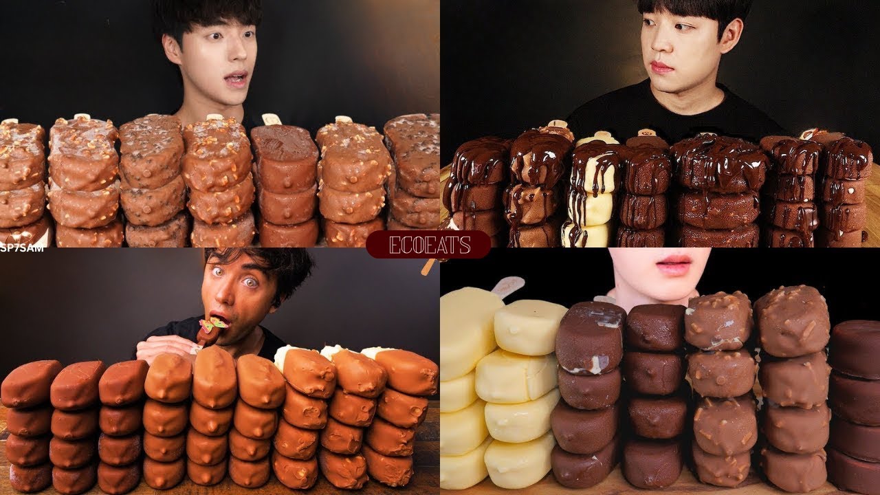 Chocolate Ice Cream Crunch 🍦 | ASMR Choco Bars Mukbang | Satisfying Sounds