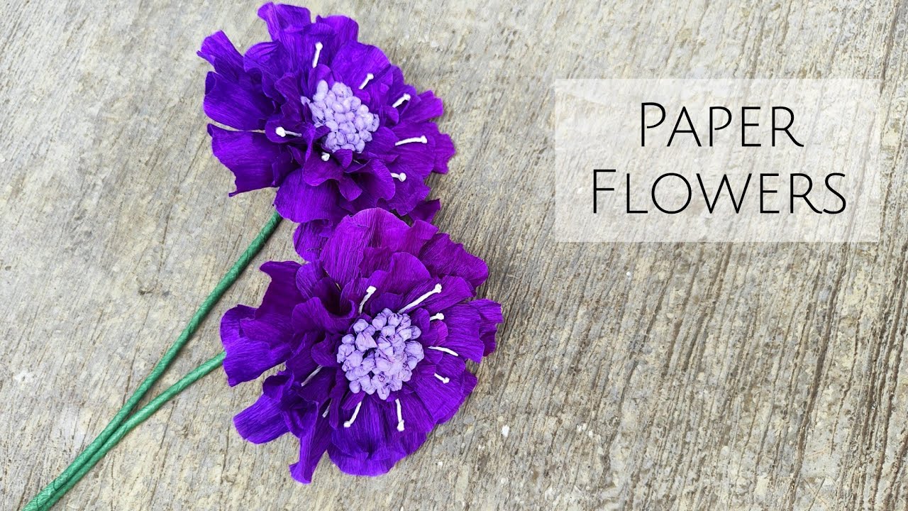 How to make scabiosa flower with crepe paper easy/DIY paper flower very easy