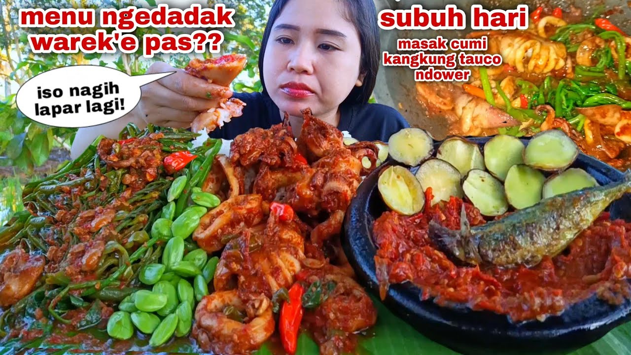 WUENAK TENAN⁉️ TAUCO PEDAS CUMI KANGKUNG SAMBAL BELACAN LALAPAN JENGKOL MENTAH CAMPUR PETE
