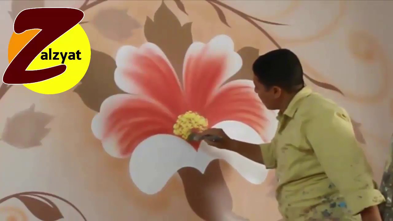 طريقة رسم استنسل ووردة بمسدس الرش