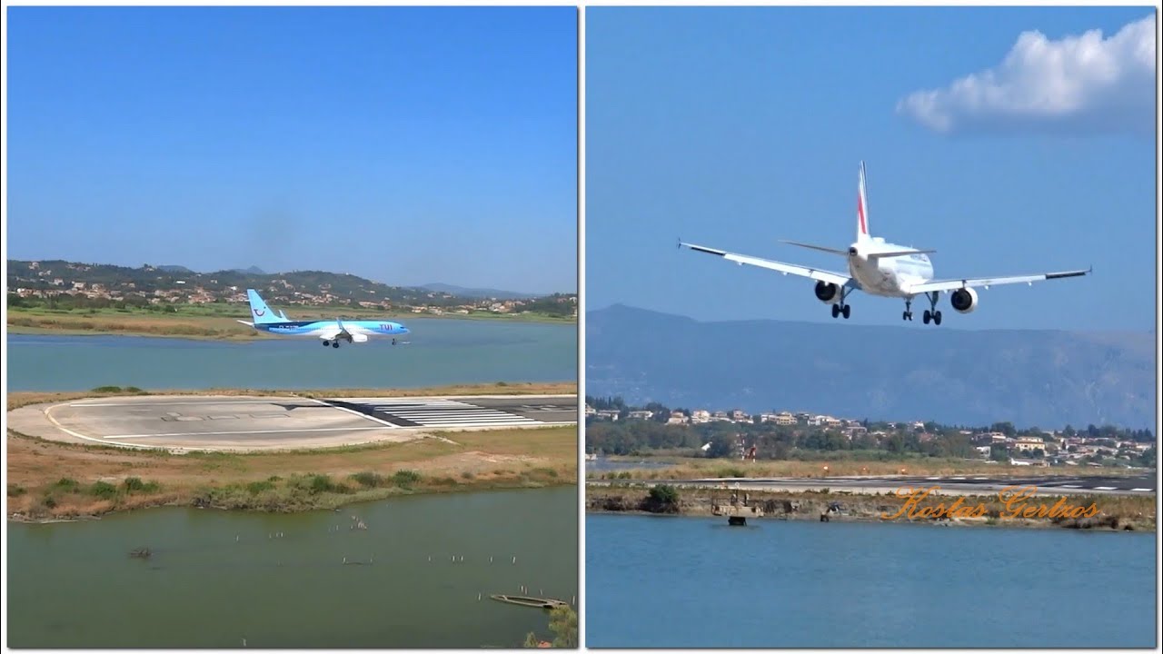 THE SPECTACULAR CORFU AIRPORT, GREECE. ΑΕΡΟΔΡΟΜΙΟ ΚΕΡΚΥΡΑΣ, ΠΡΟΣΓΕΙΩΣΕΙΣ - ΑΠΟΓΕΙΩΣΕΙΣ.