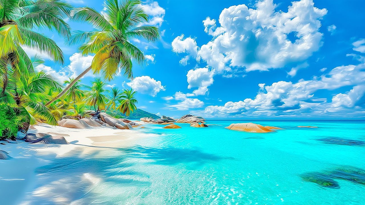 Relaxing Music by a Tropical Beach 🌴 Ocean Sounds for Study, Sleep & Deep Relaxation