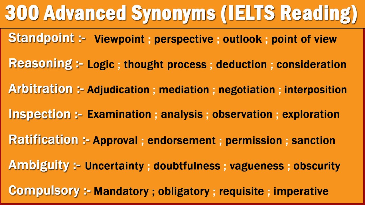 300 Advanced Synonyms for IELTS Reading