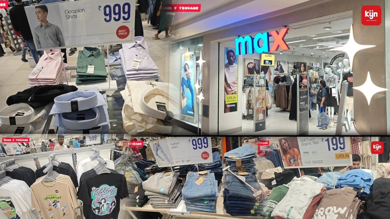 2024 Branded Mens clothing from ₹199 to ₹999 at MAX EA Mall Chennai l Tshirts Jeans Shirts Joggers
