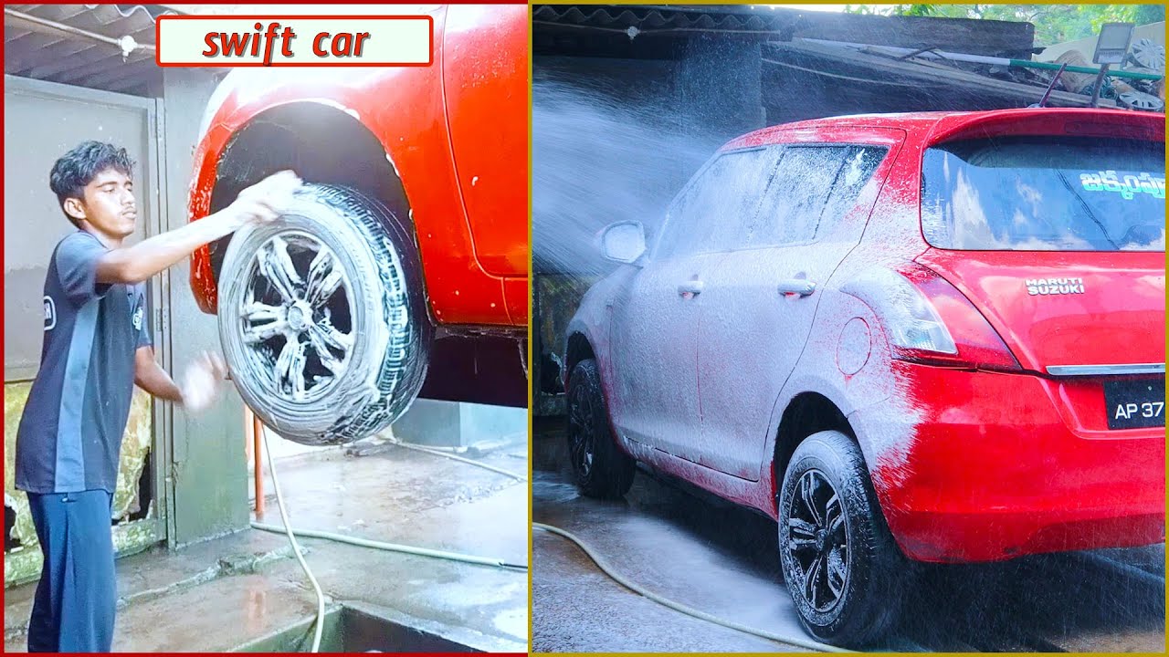 Maruthi Suzuki Swift - Deep Cleaning - How to Water Wash Car at Home - Foam Wash - Muddiest Car