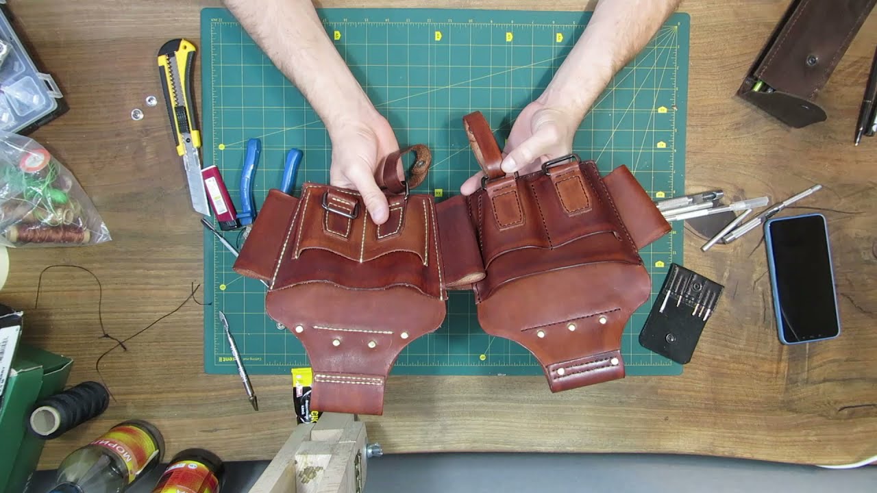 Сумка подвес для инструмента из кожи своими руками  Выкройка  Handmade leather tool bag Pattern PDF