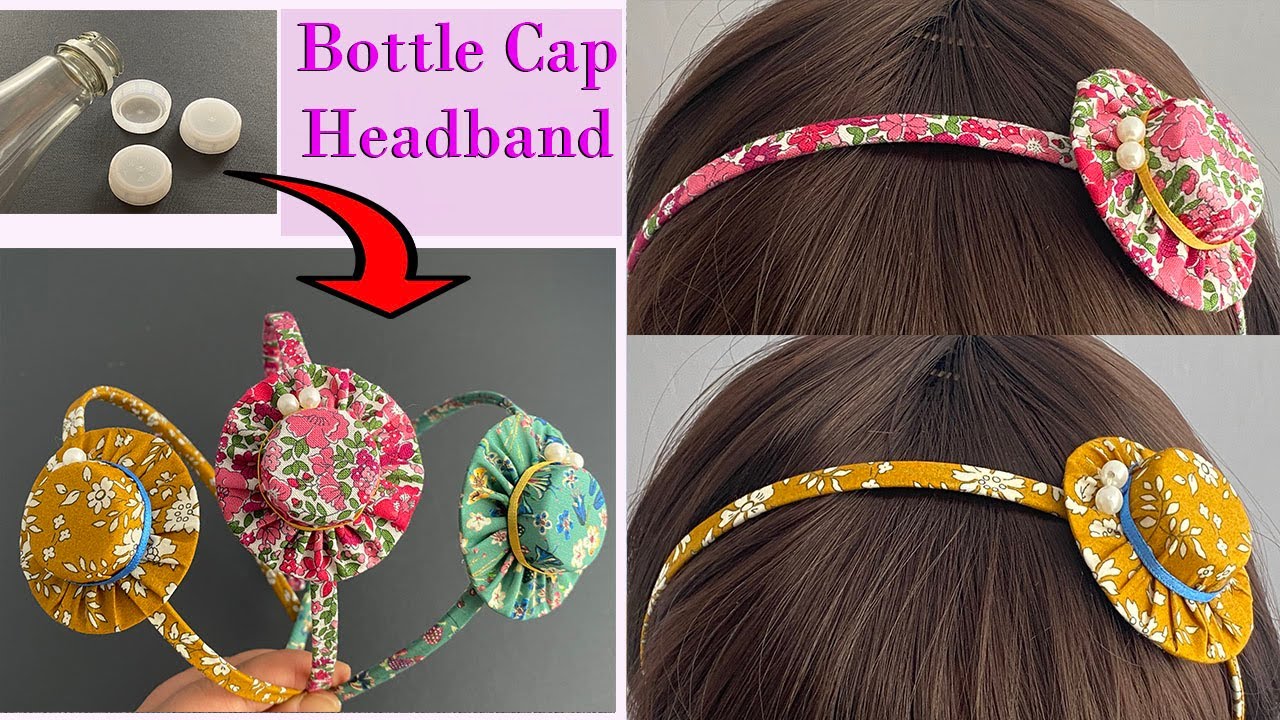 Diy Plastic Bottle cap Hair band headband Making | How to make mini hat | bottle cap recycling ideas