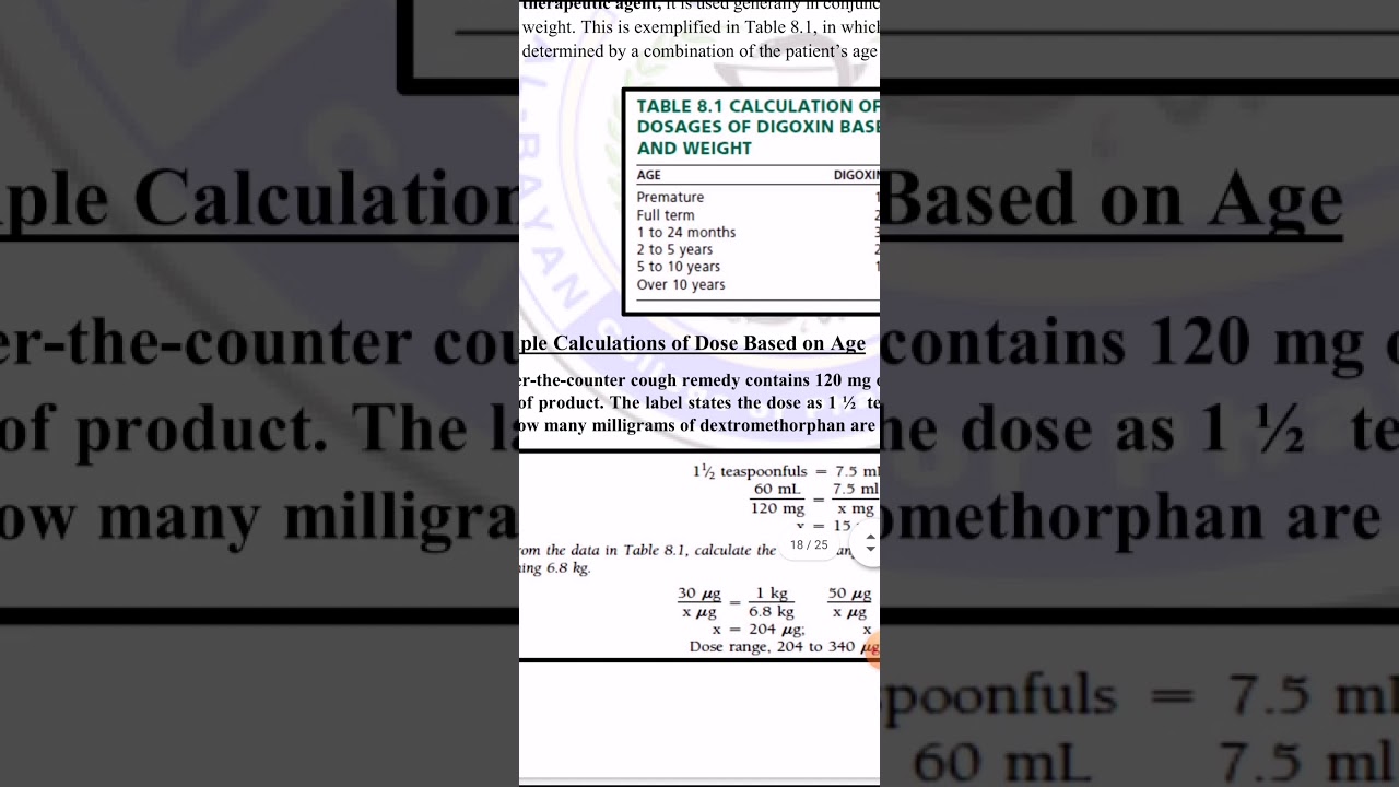 Calculation of dose \ chapter 8  حسابات صيدلانيه #الوصفة  #medcine #pharmacy #حسابات
