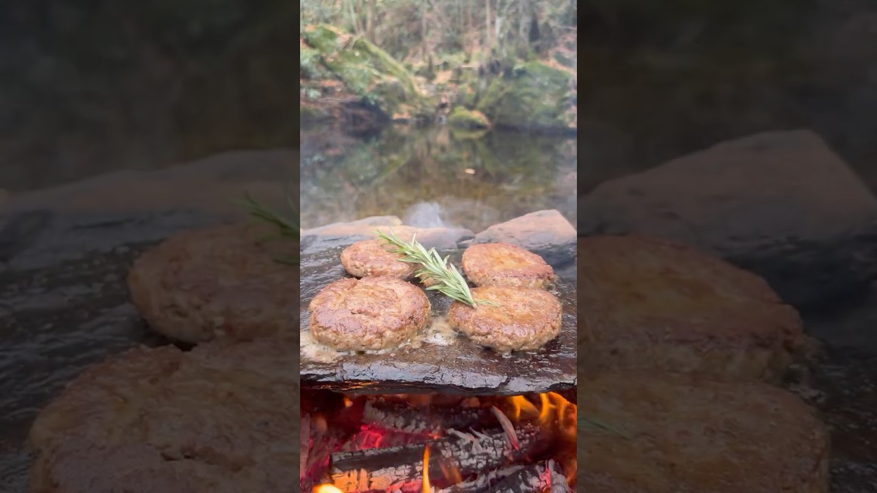 Doğal Taş &Uuml;zerinde Lavaş Burger 🥩🫓 / cooking lavash burgers on natural stone