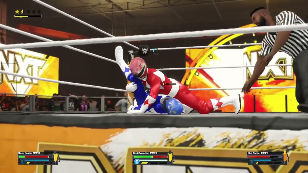 WWE 2K24 : The Zyurangers (Power Rangers), fight each other.