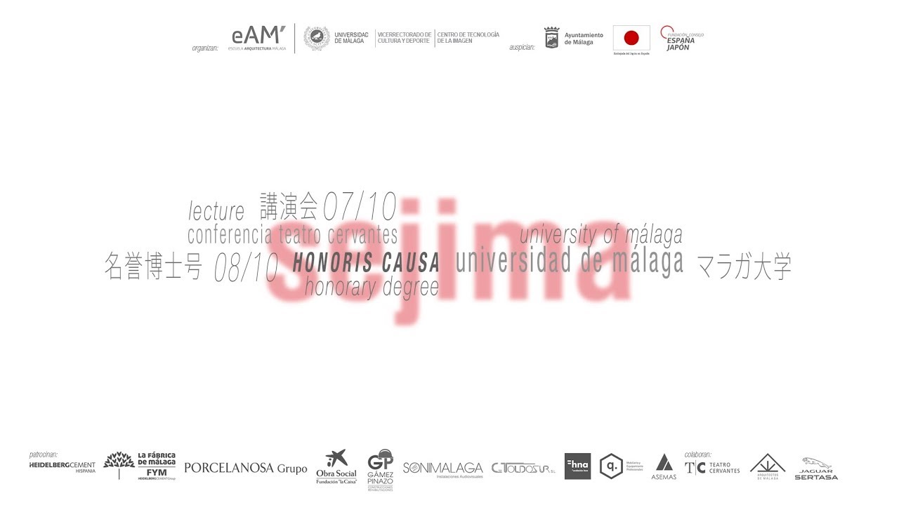 Conferencia KAZUYO SEJIMA (Sanaa). Acto de Inauguración curso 2019/20.