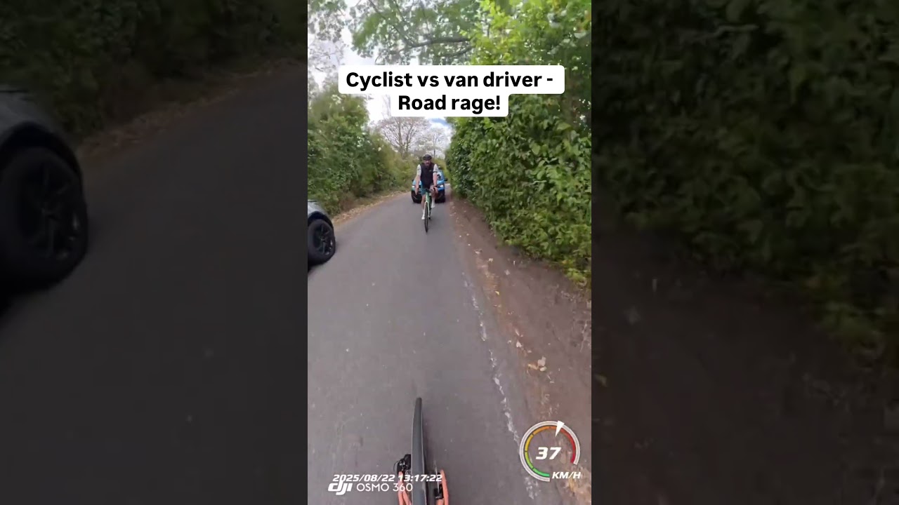 Cyclist vs British Gas van driver - Road rage! #roadrage #uk #dashcam