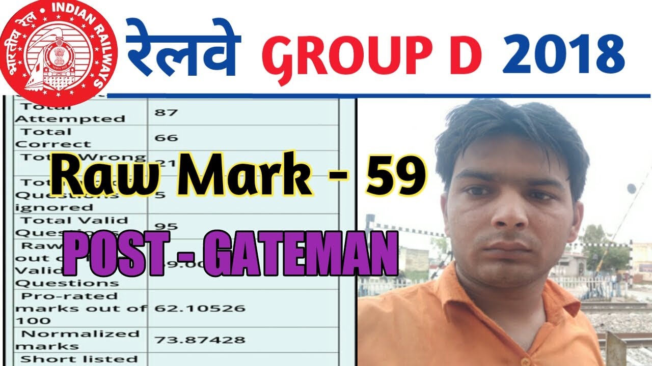 RRB group d raw mark & normalised mark 2018/group d cut off mark/group d 2021 cut off mark/